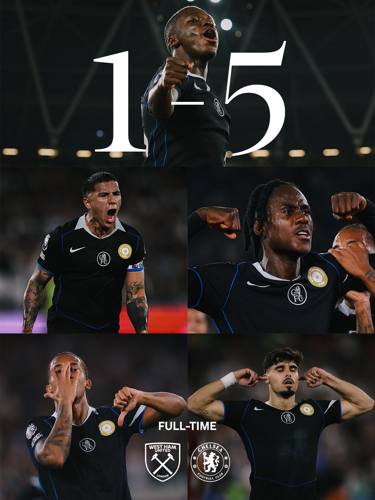 Chelsea Crush West Ham by 5 goals to 1