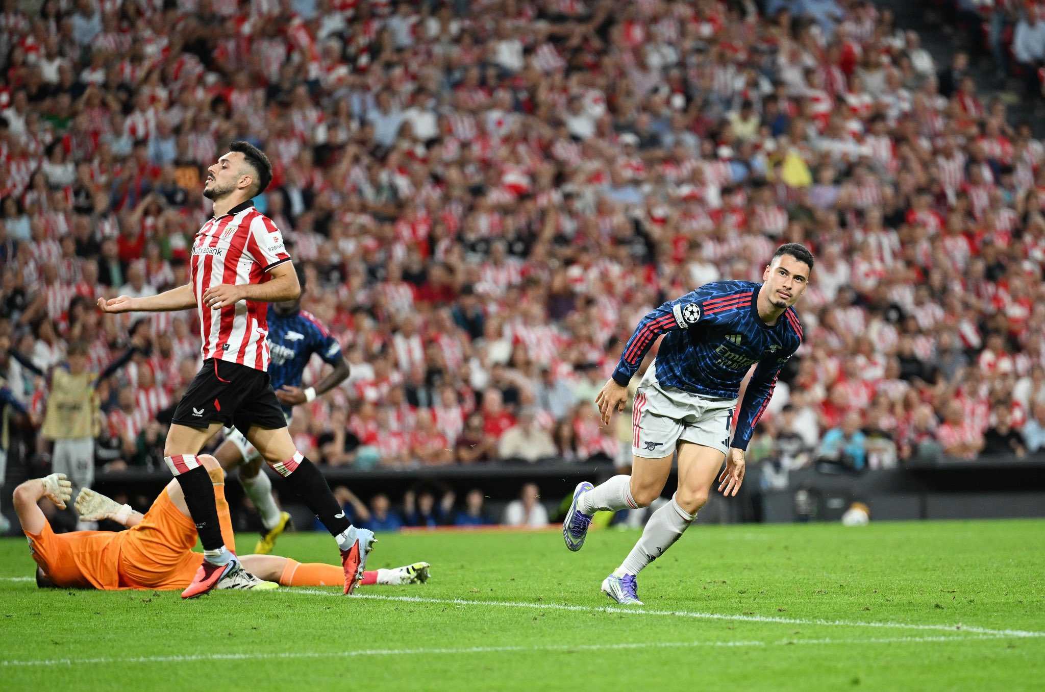 Martinelli nets as Arsenal gets incredible win against Athletic Bilbao in Champions League opener